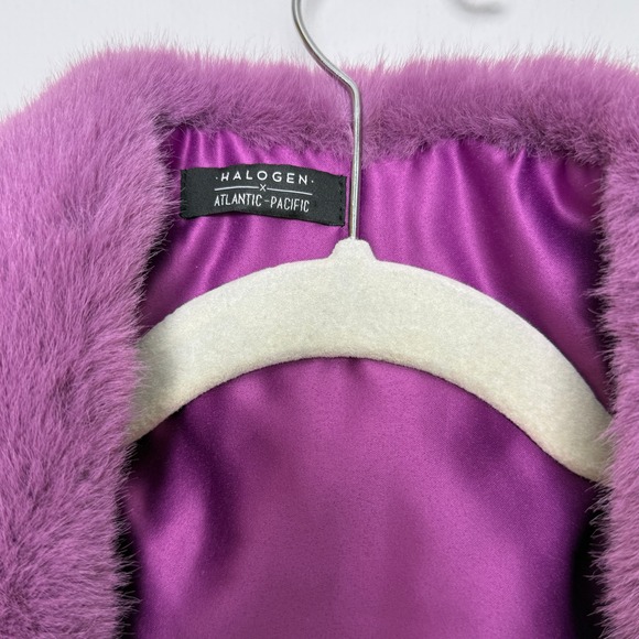 Halogen Atlantic Pacific Faux Fur Scarf Purple Lavender Ombre - Picture 2 of 7